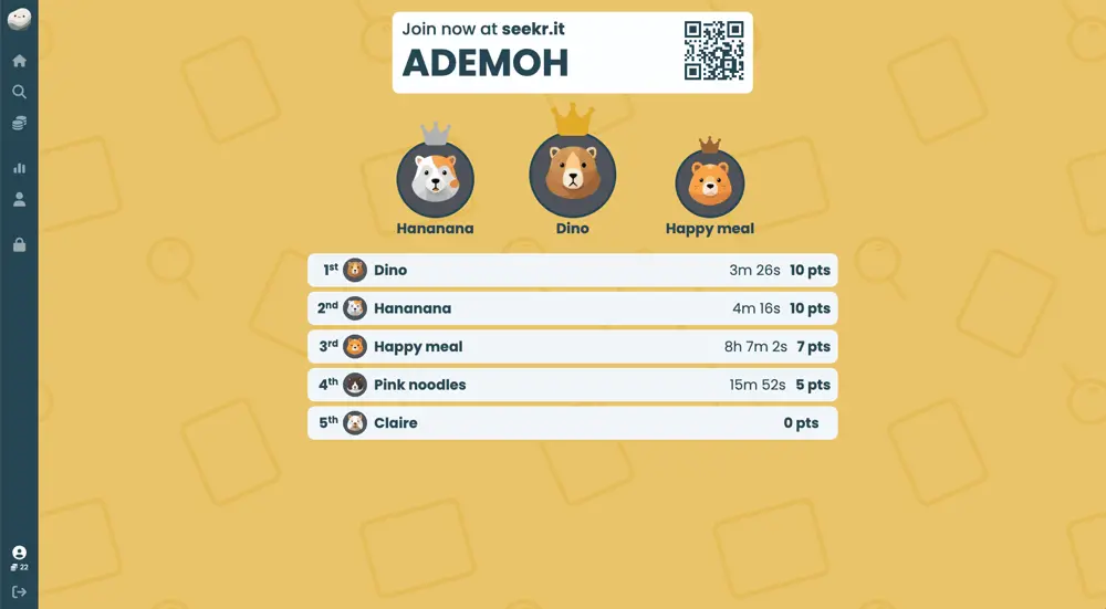 seekr games live leaderboard for scavenger hunt example